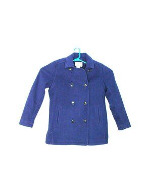L.L. LL Bean Periwinkle Fleece Double Breasted Pea Coat Women Medium Winter Coat